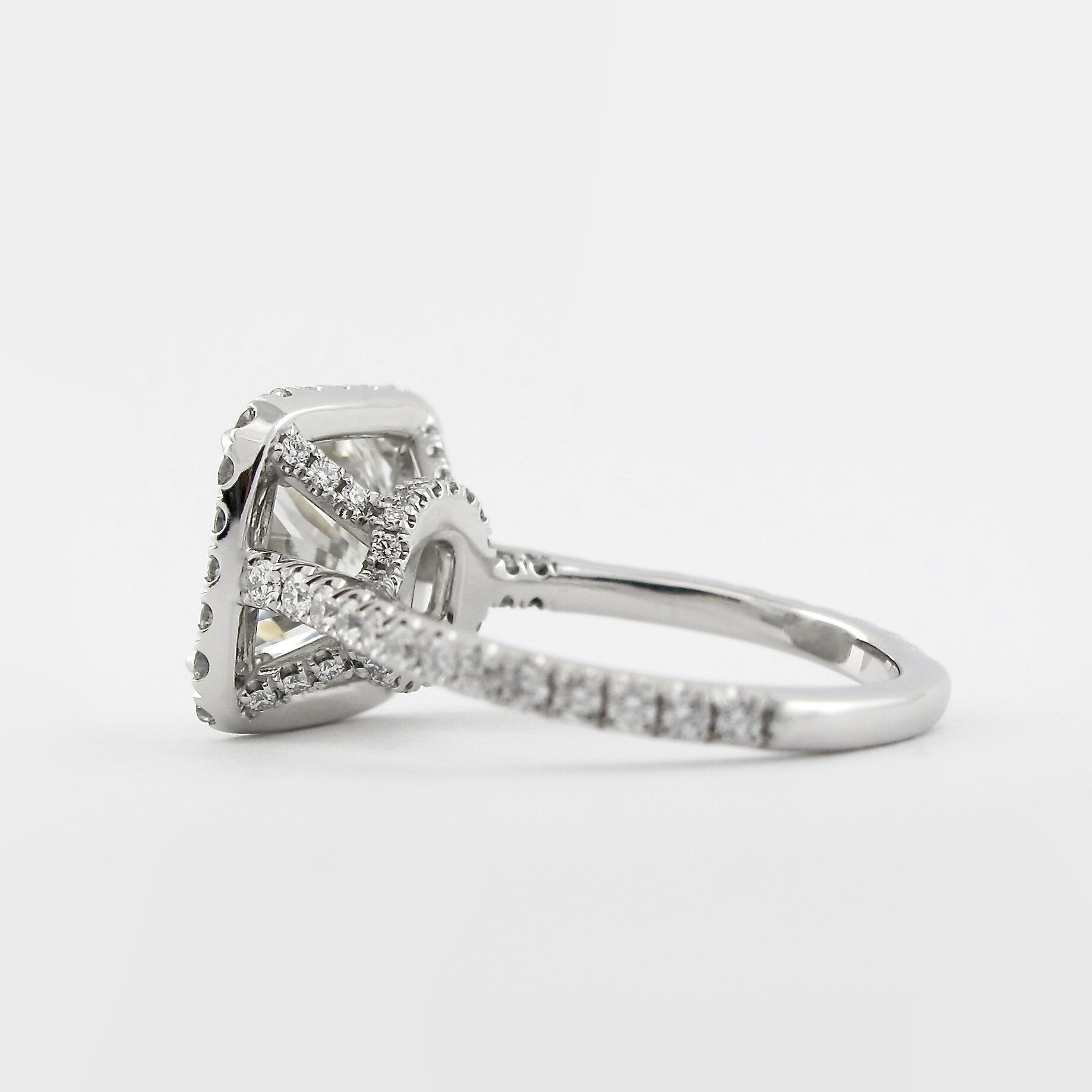 2.15 CT Cushion Cut Moissanite Halo Setting Engagement Ring