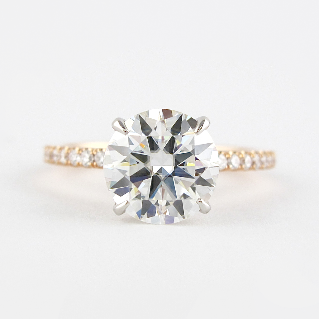 1.50 CT Round Moissanite Pave Engagement Ring