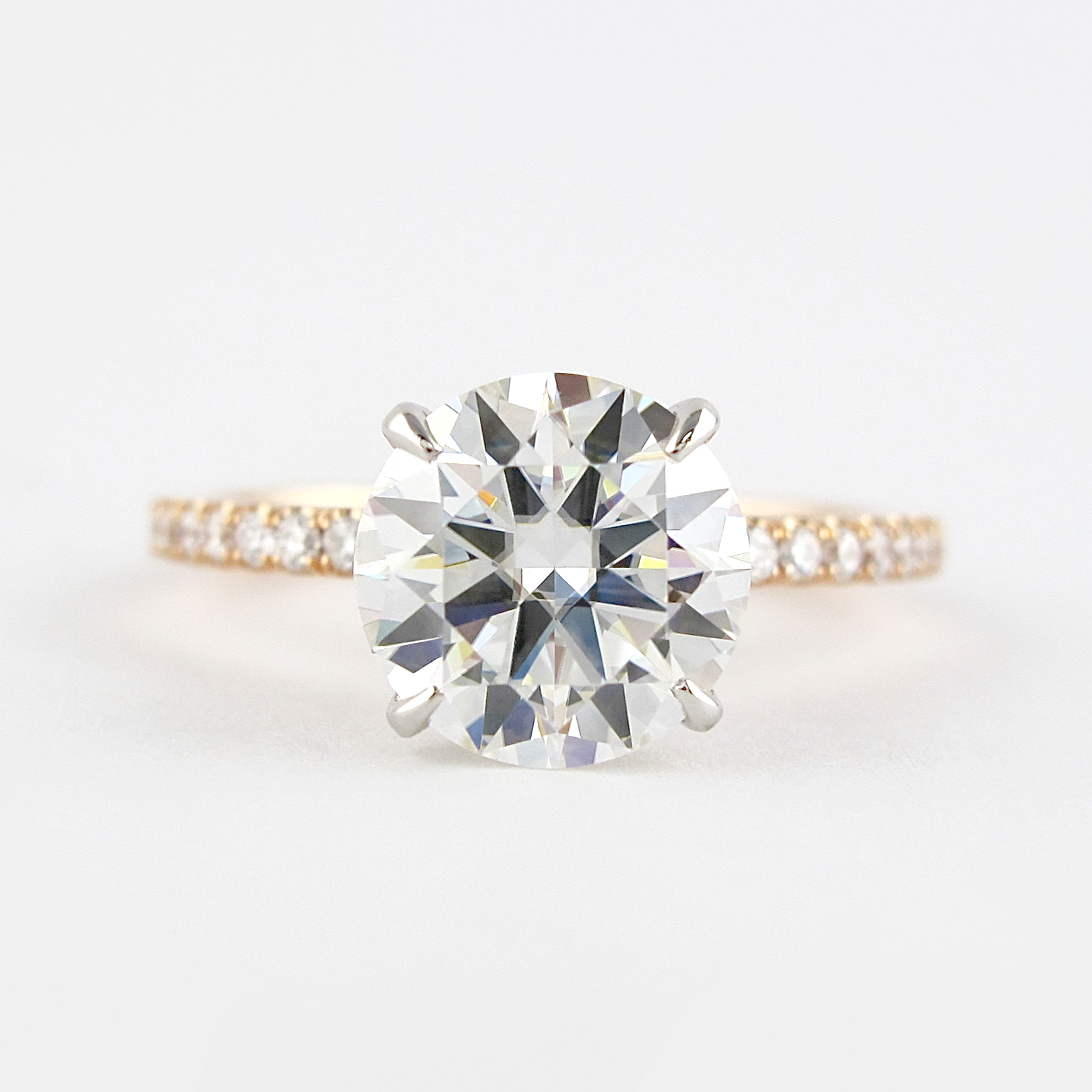 1.50 CT Round Moissanite Pave Engagement Ring
