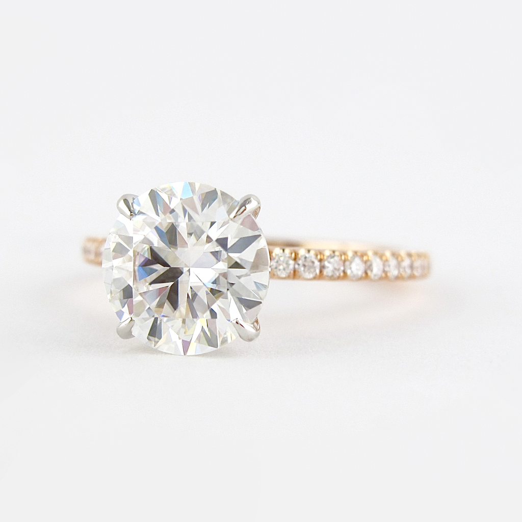 1.50 CT Round Moissanite Pave Engagement Ring