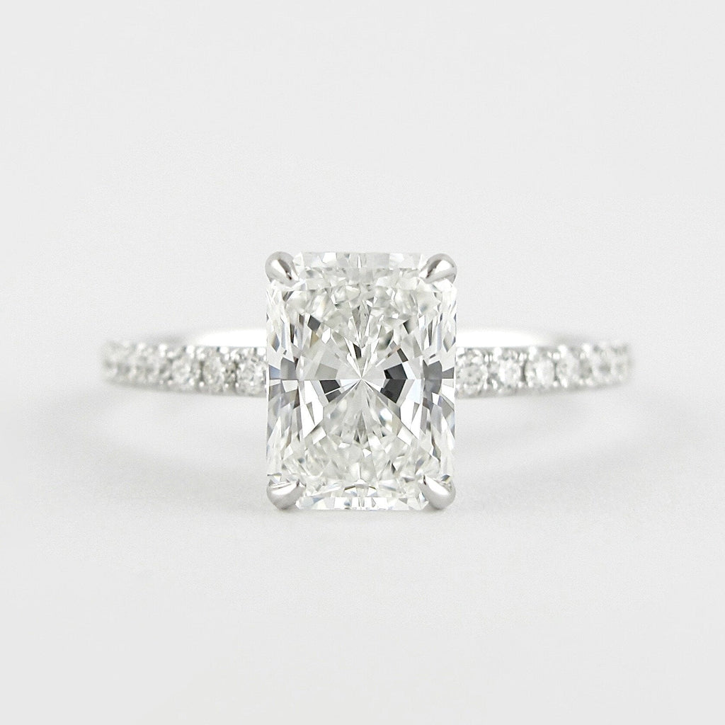 1.80 CT Radiant Cut Moissanite Pave Style Engagement Ring