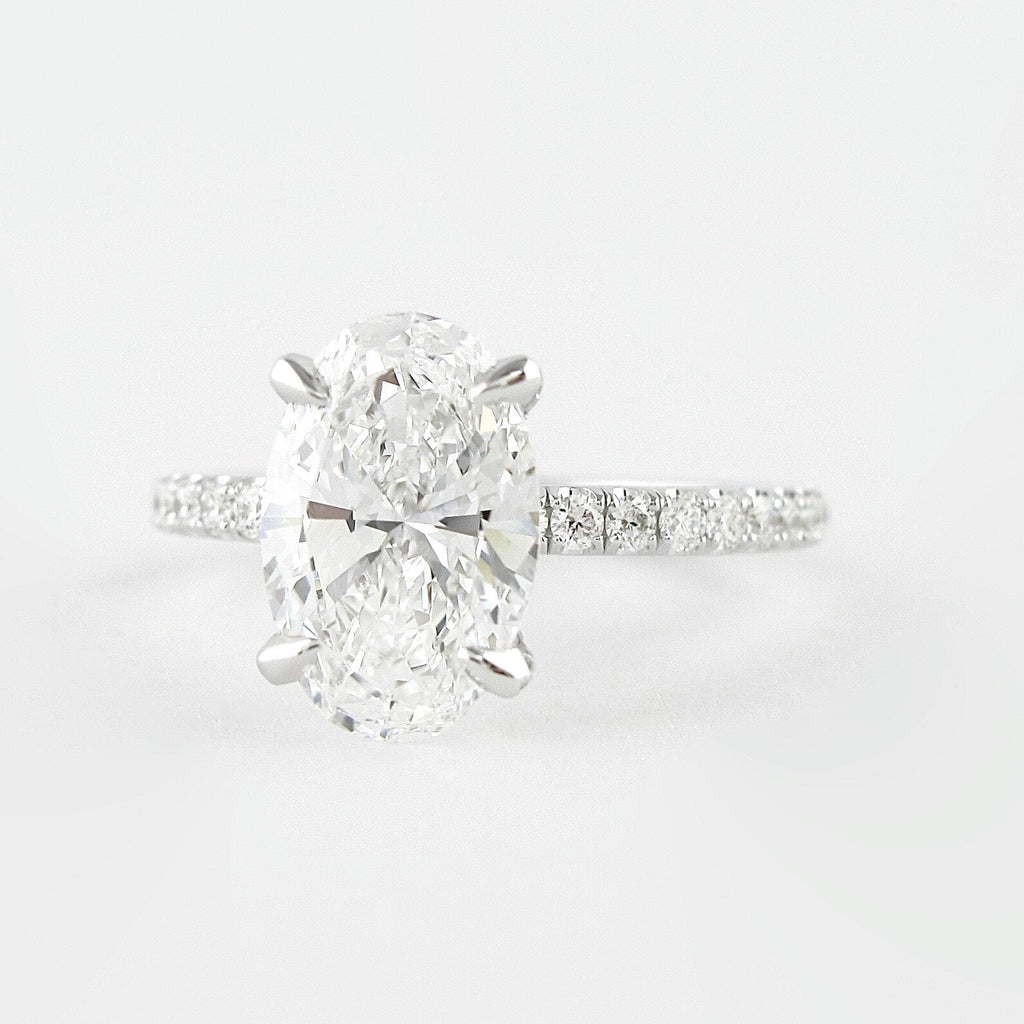 1.33 CT Oval Cut Pave Style Moissanite Engagement Ring