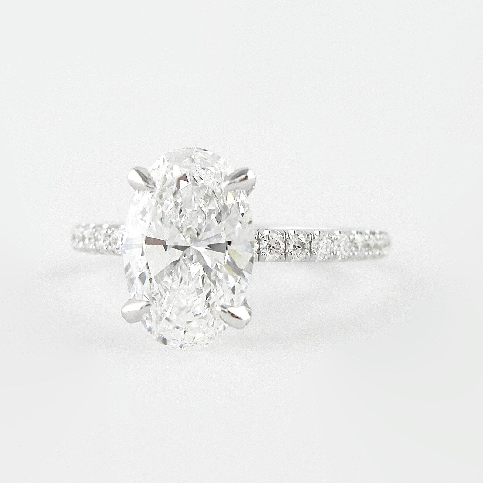 1.33 CT Oval Cut Pave Style Moissanite Engagement Ring
