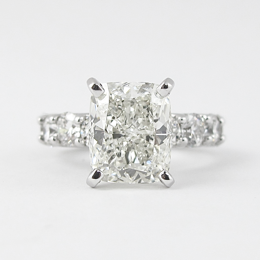 1.50 CT Cushion Cut Moissanite Pave Style Engagement Ring