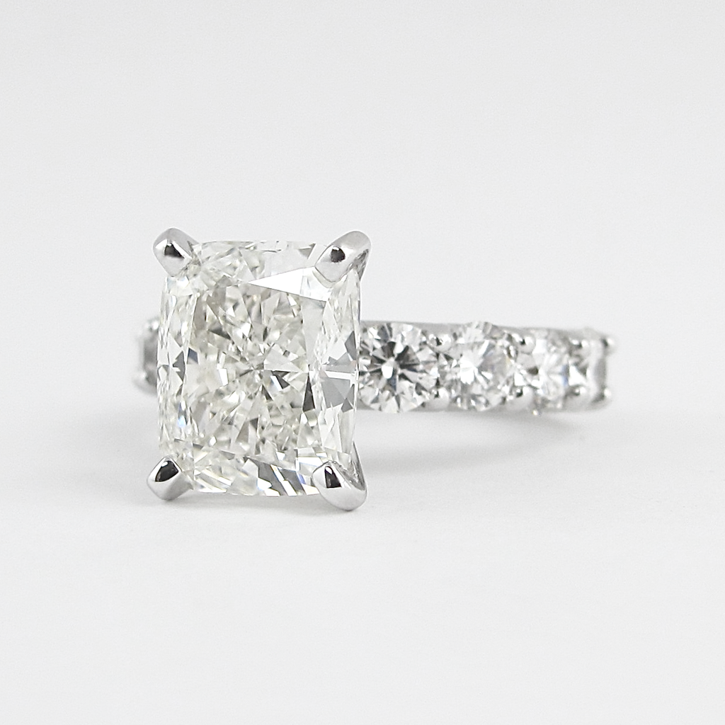 1.50 CT Cushion Cut Moissanite Pave Style Engagement Ring