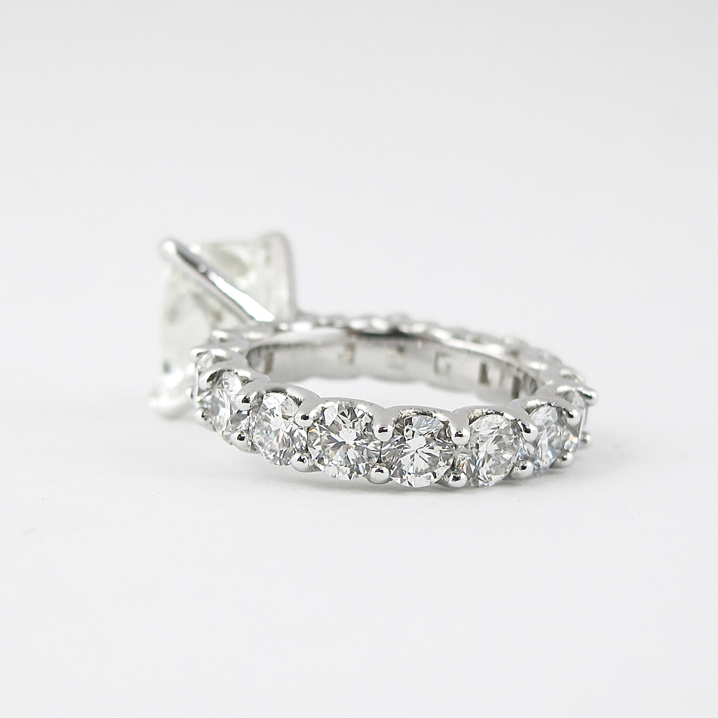1.50 CT Cushion Cut Moissanite Pave Style Engagement Ring