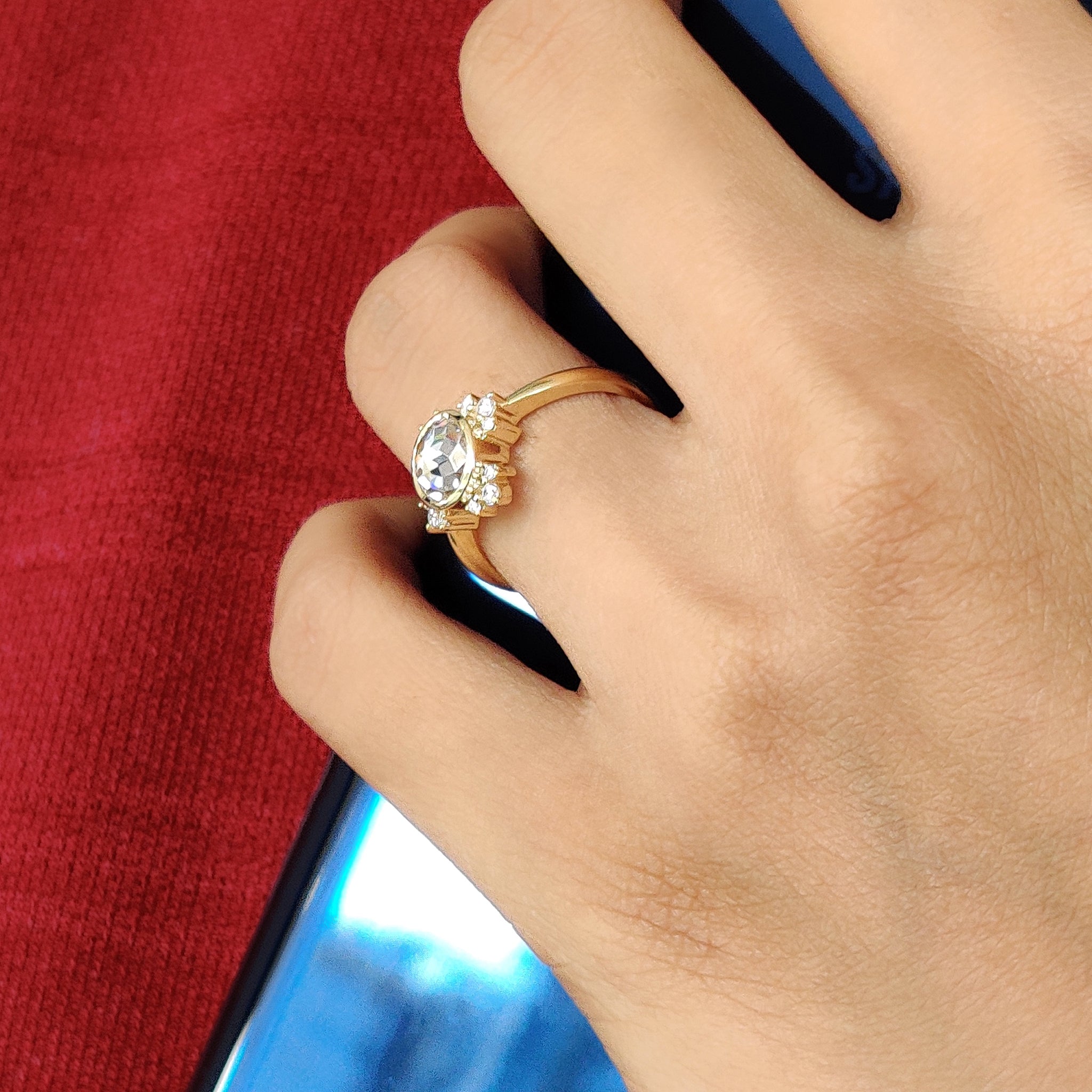 Round Rose Cut Cluster Bezel Set Ring