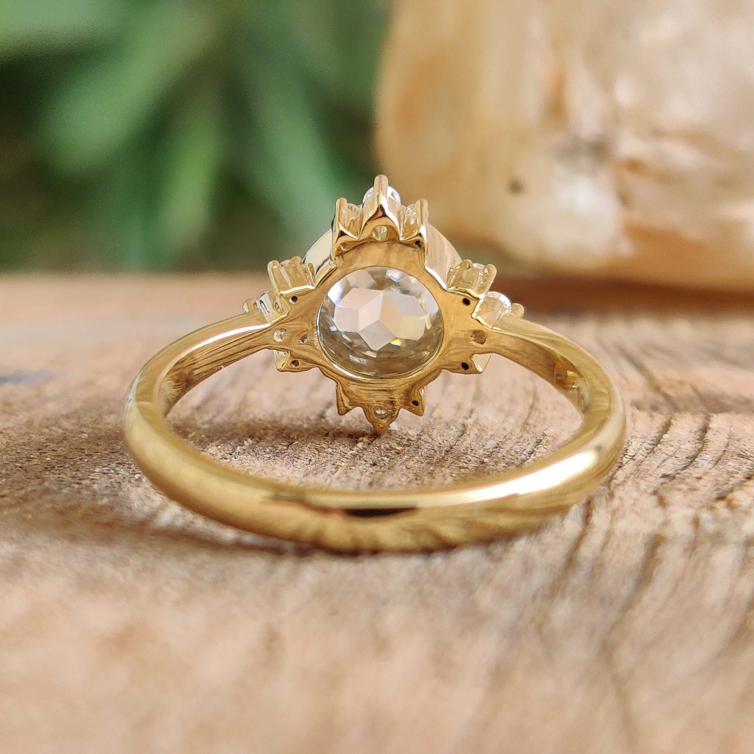 Round Rose Cut Cluster Bezel Set Ring