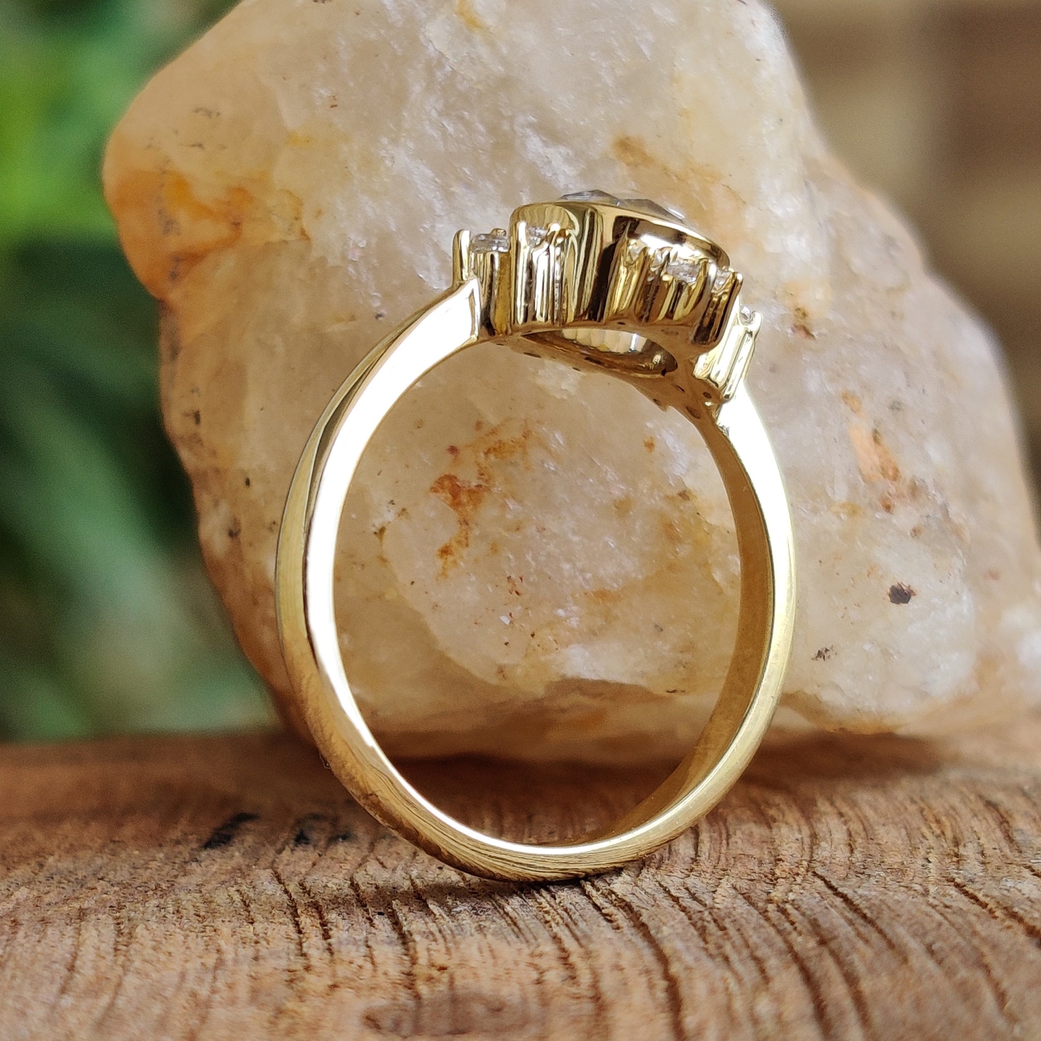 Round Rose Cut Cluster Bezel Set Ring