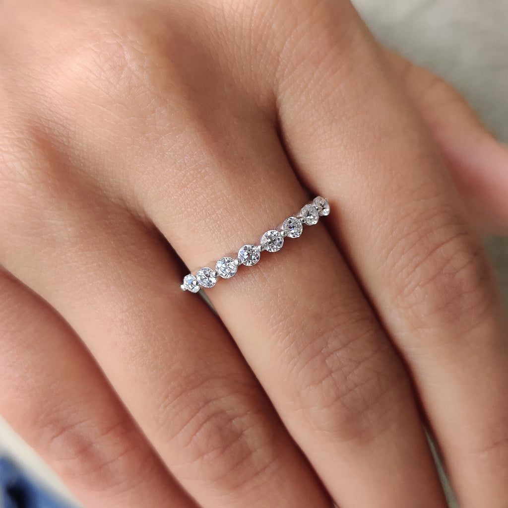 Old European Cut White Gold Wedding Band With Eternity Style