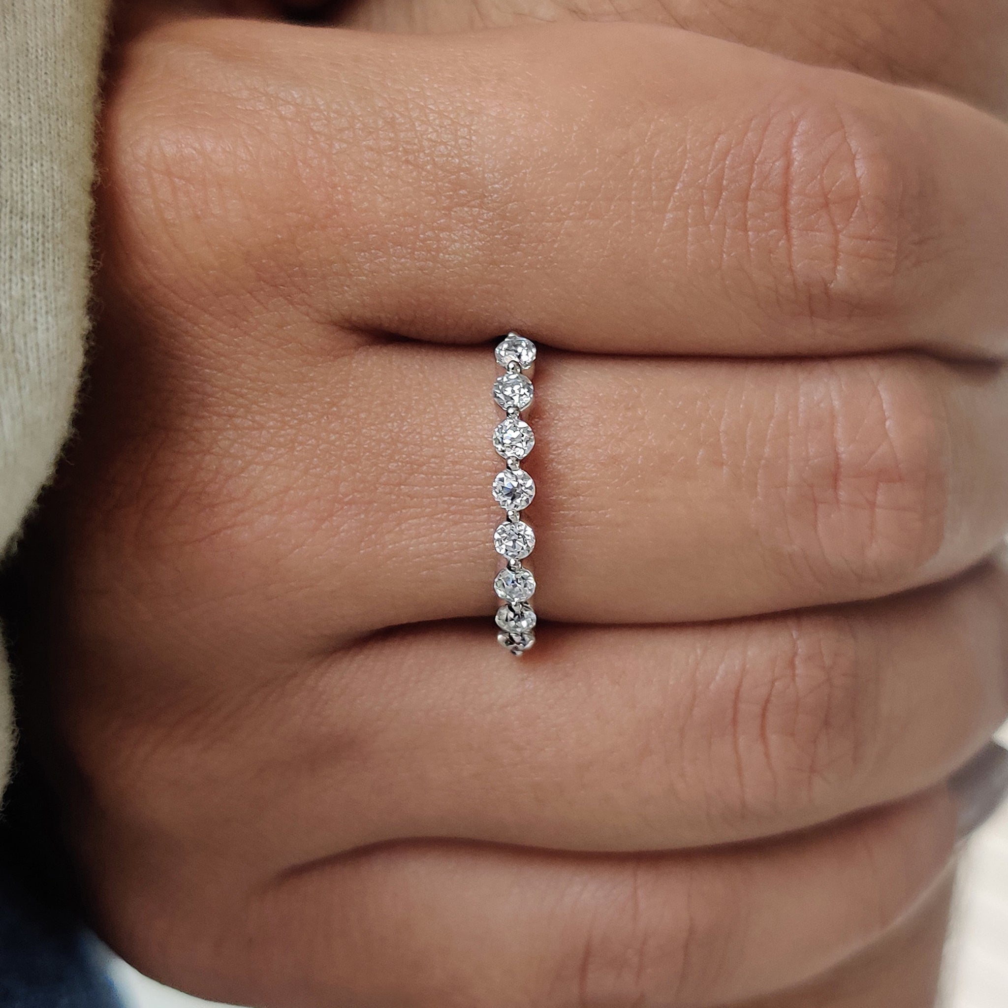 Old European Cut White Gold Wedding Band With Eternity Style