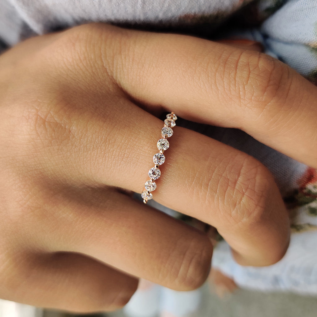 Old European Cut Rose Gold Wedding Band