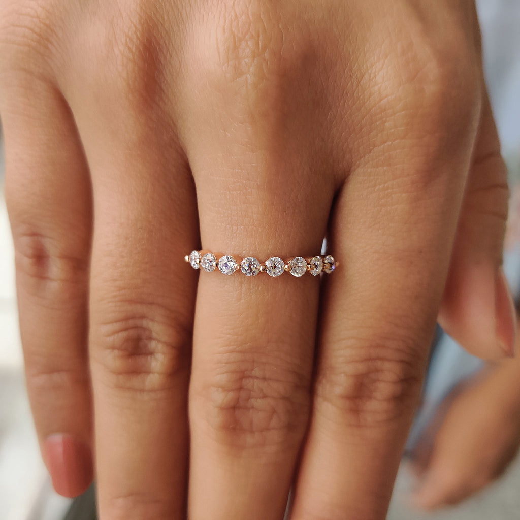 Old European Cut Rose Gold Wedding Band
