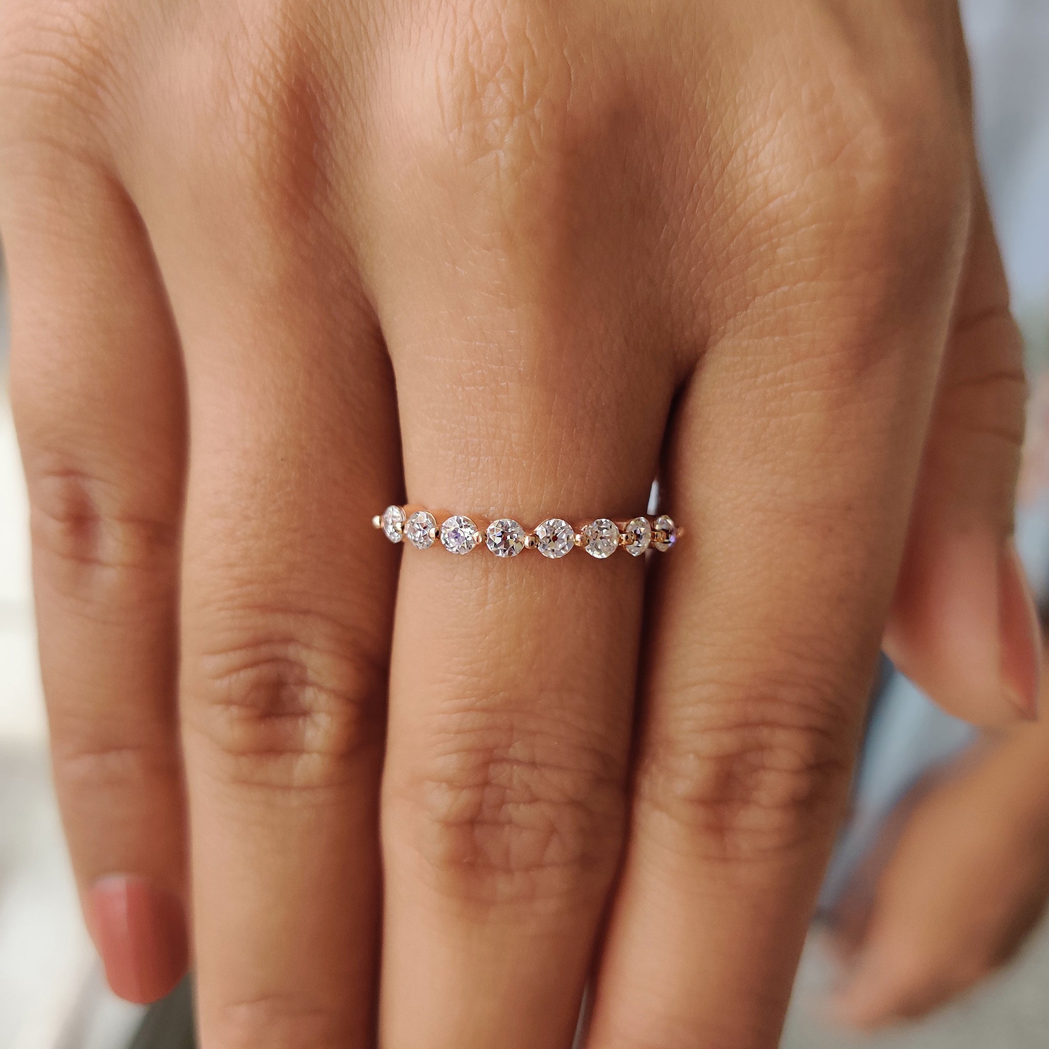 Old European Cut Rose Gold Wedding Band