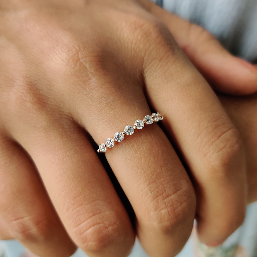 Old European Cut Rose Gold Wedding Band