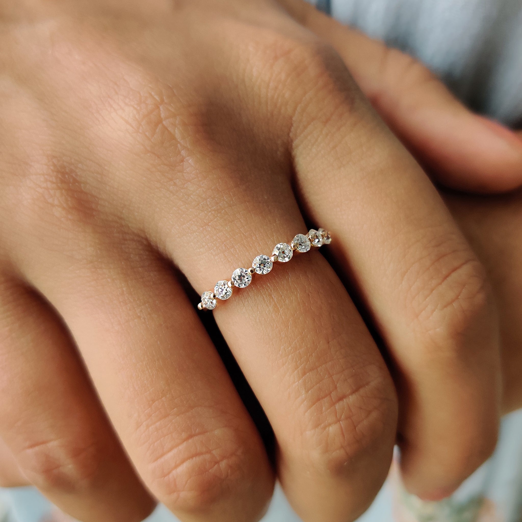 Old European Cut Rose Gold Wedding Band