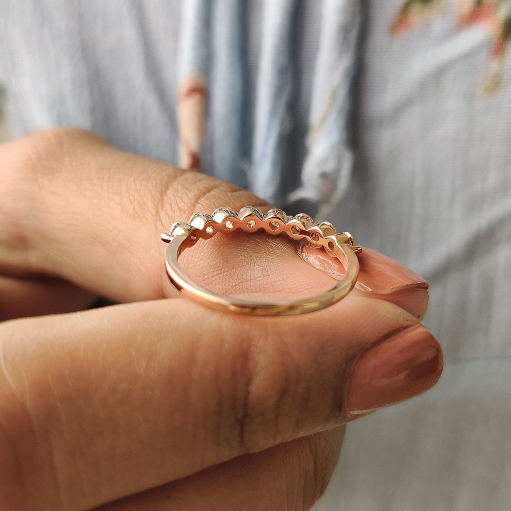 Old European Cut Rose Gold Wedding Band