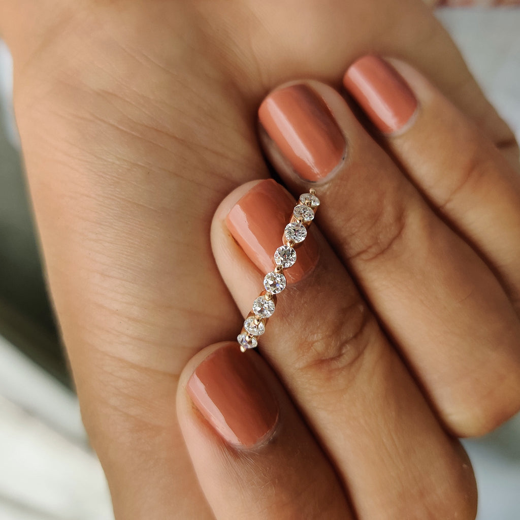 Old European Cut Rose Gold Wedding Band