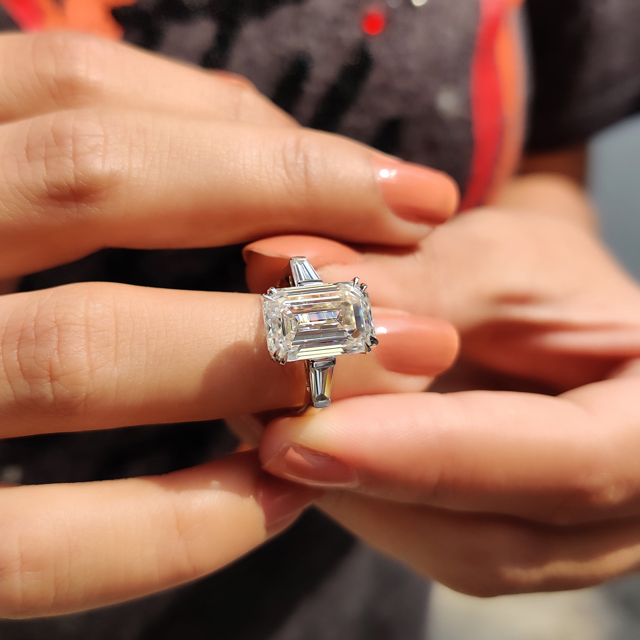 Emerald Cut Engagement Ring With Double Prong