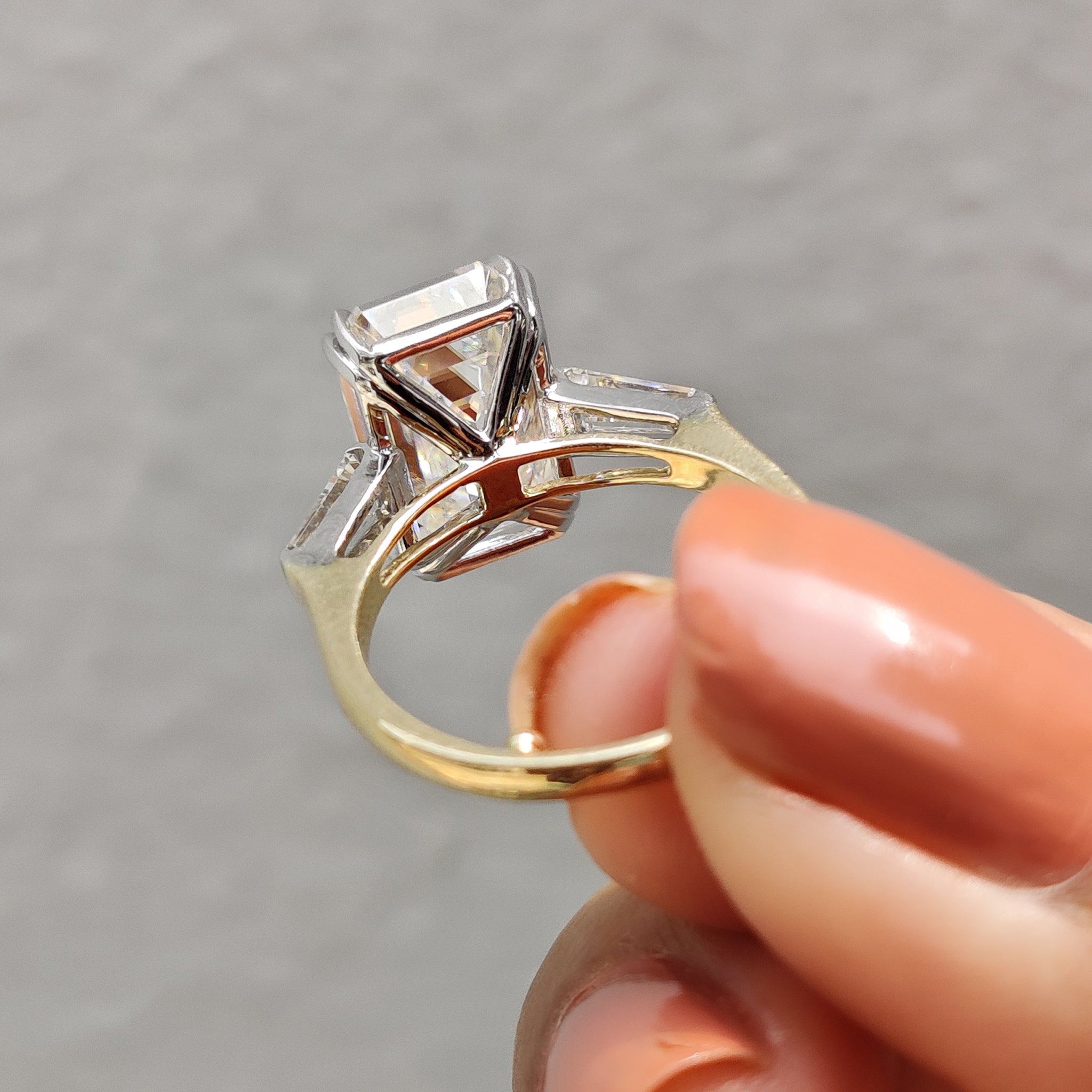 Emerald Cut Engagement Ring With Double Prong