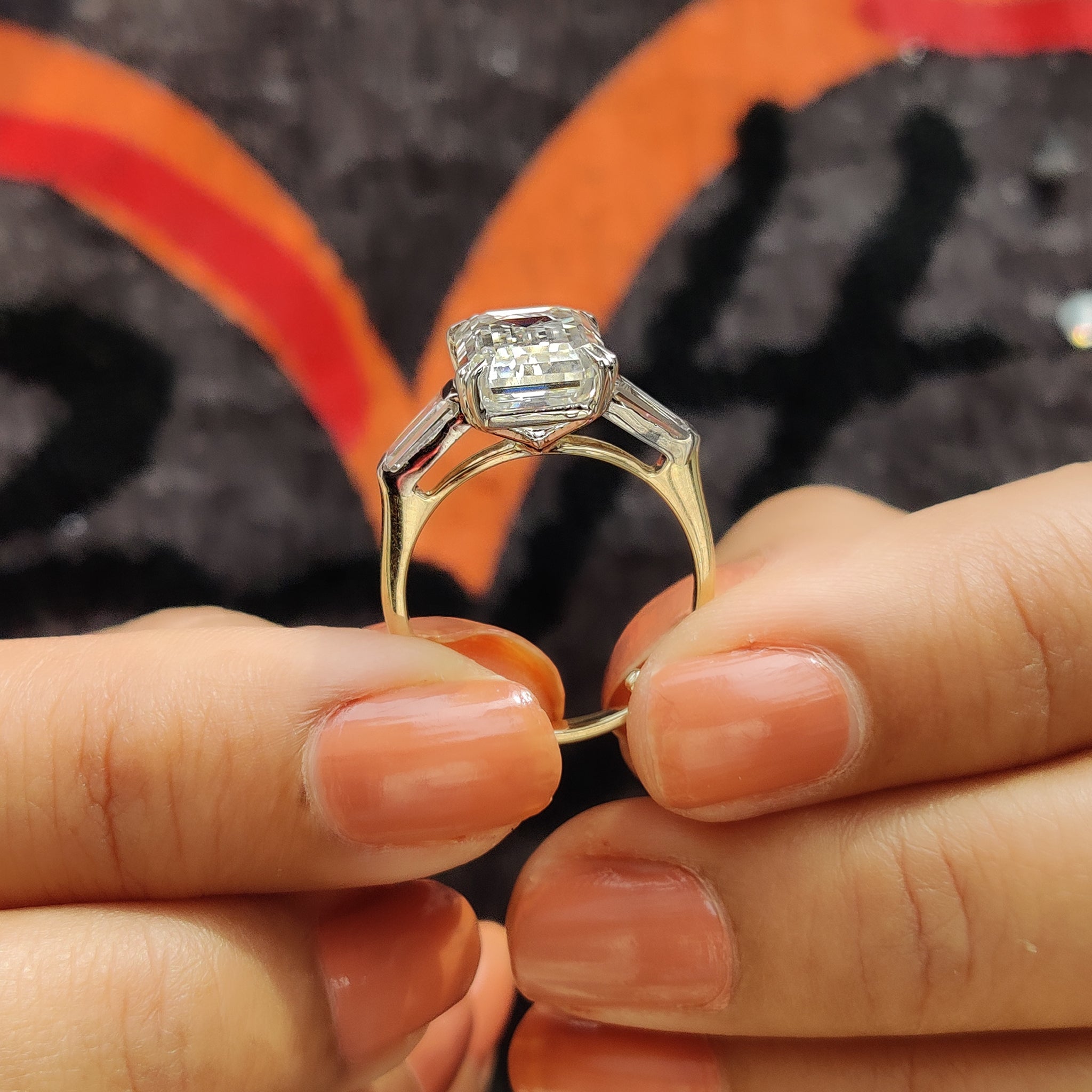 Emerald Cut Engagement Ring With Double Prong