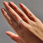 Cushion Cut Moissanite Cathedral Setting Ring