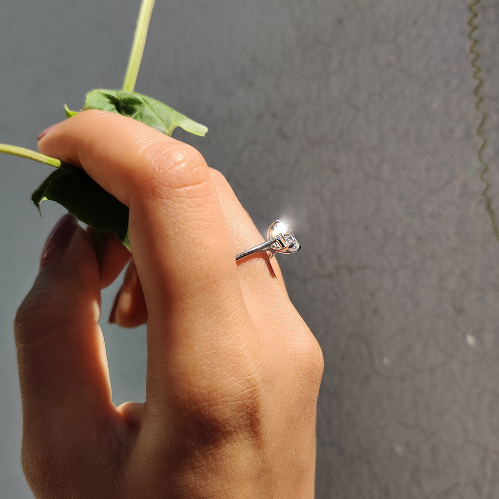 Cushion Cut Moissanite Cathedral Setting Ring