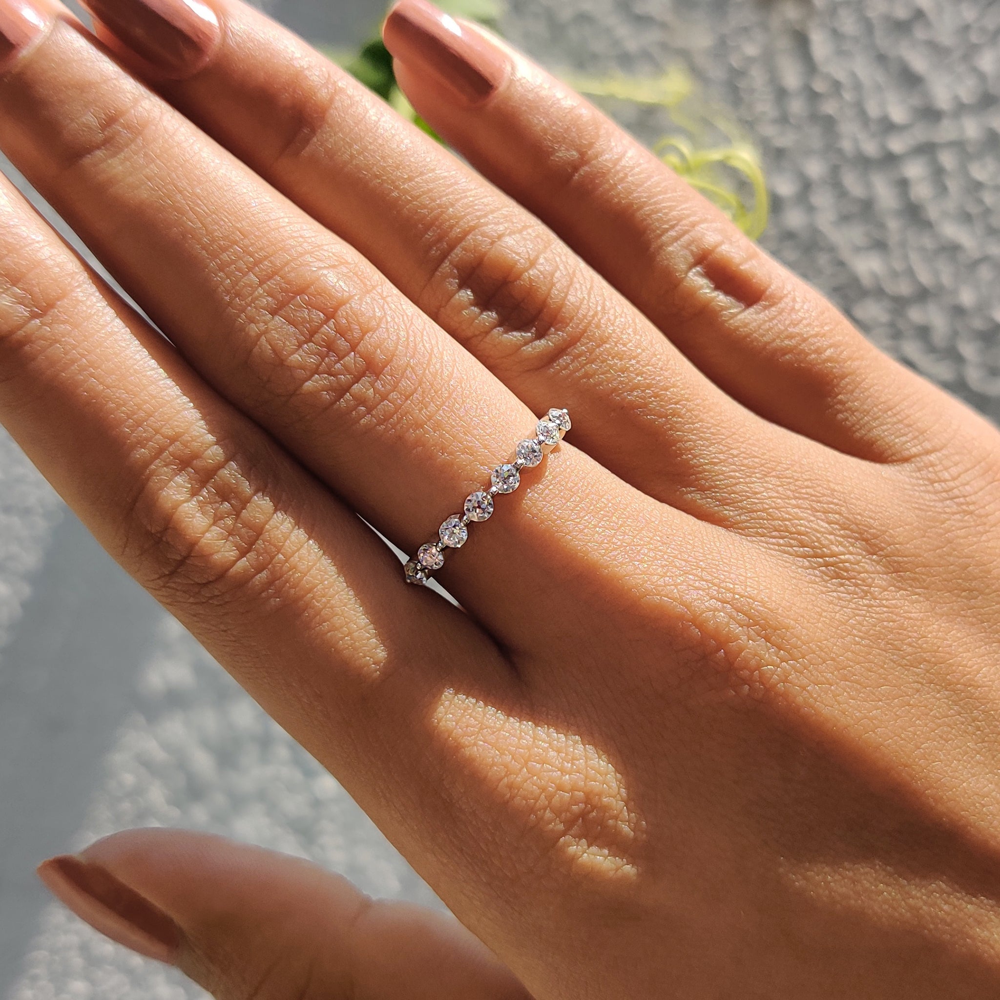 Old European Cut White Gold Wedding Band With Eternity Style