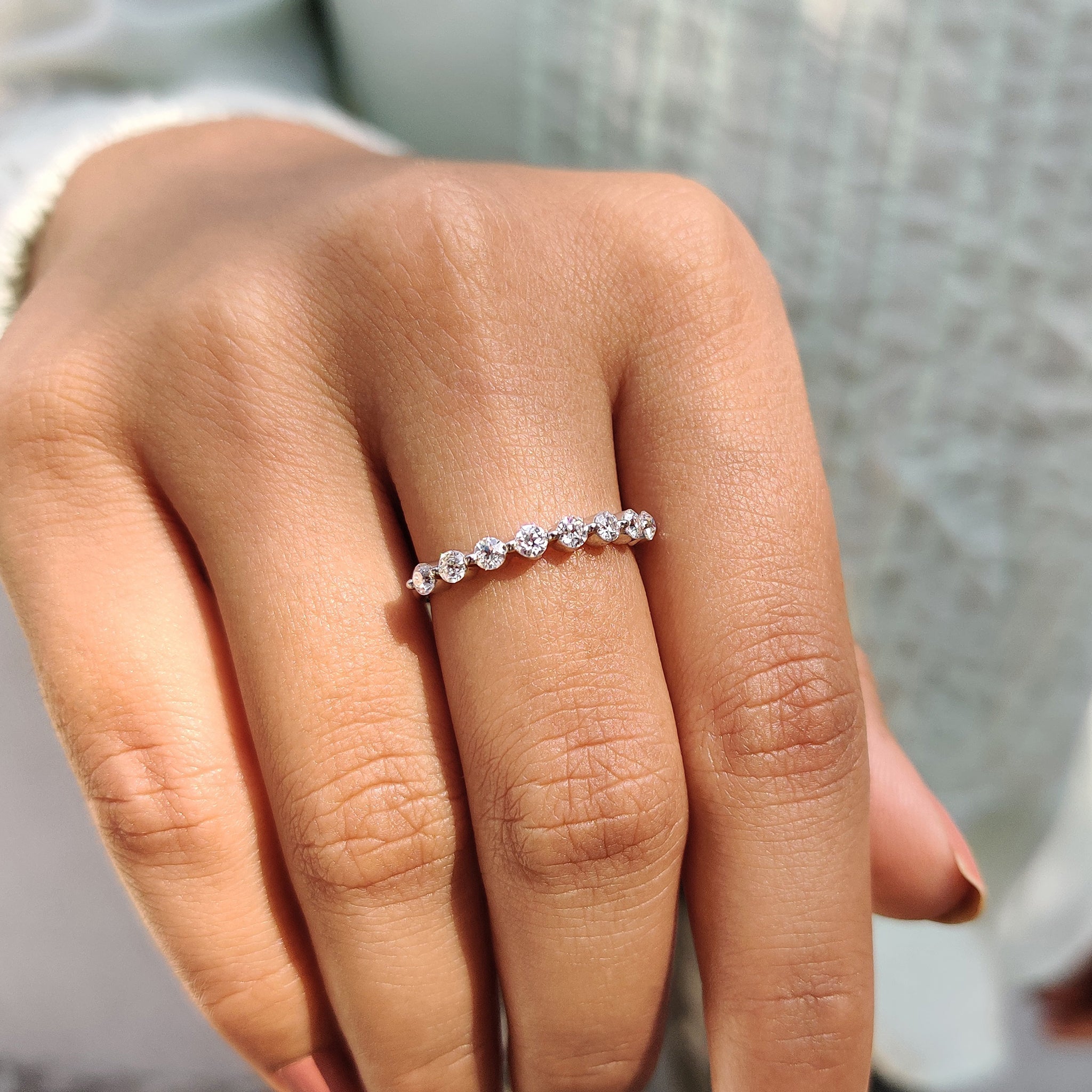 Old European Cut White Gold Wedding Band With Eternity Style Zweitbild