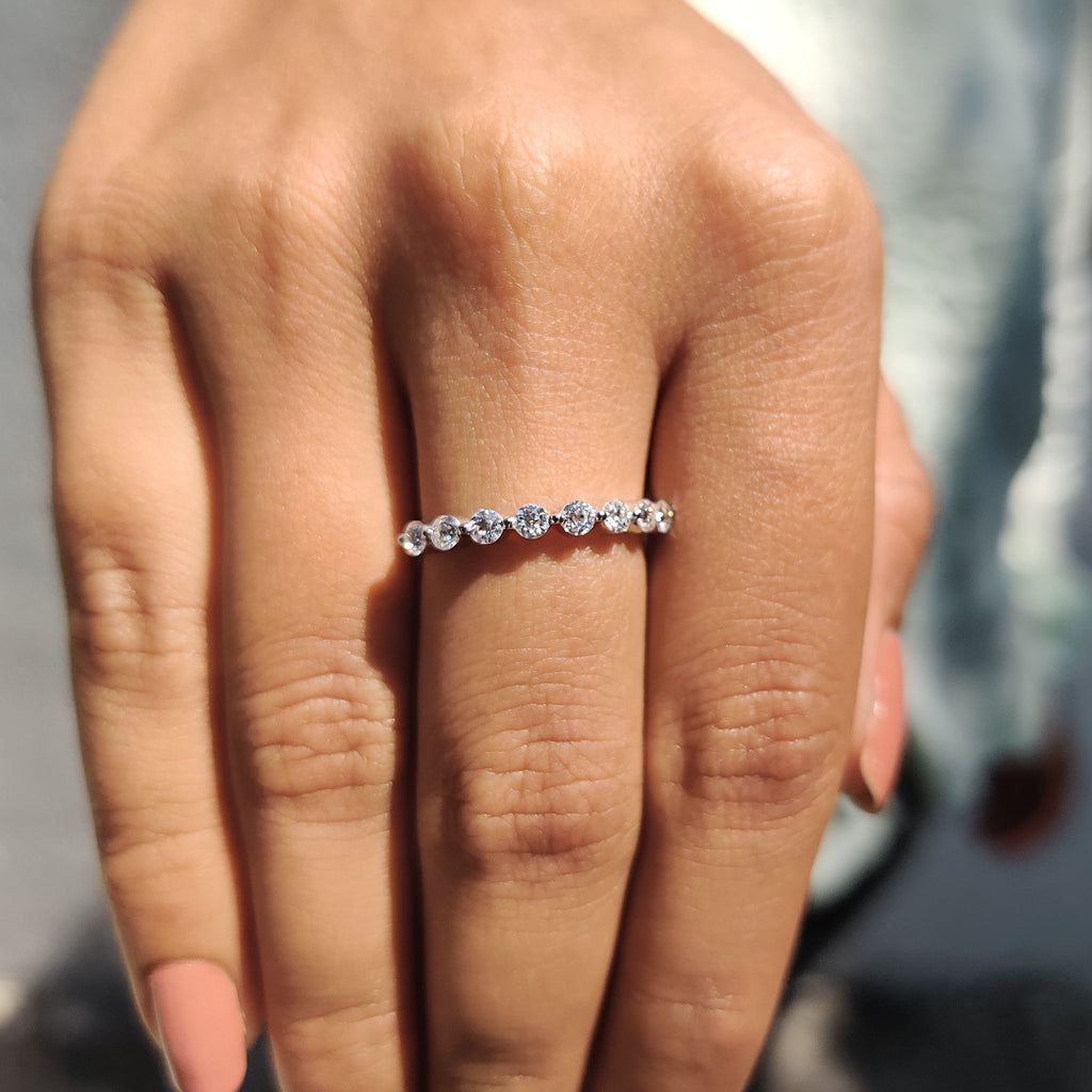 Old European Cut White Gold Wedding Band With Eternity Style
