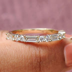 Half Eternity Wedding Band with Baguette Cut Stones