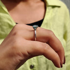 Cyan Blue Round Solitaire Engagement Ring