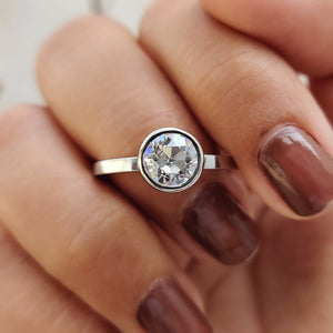 Old European Cut Bezel Set Moissanite Ring
