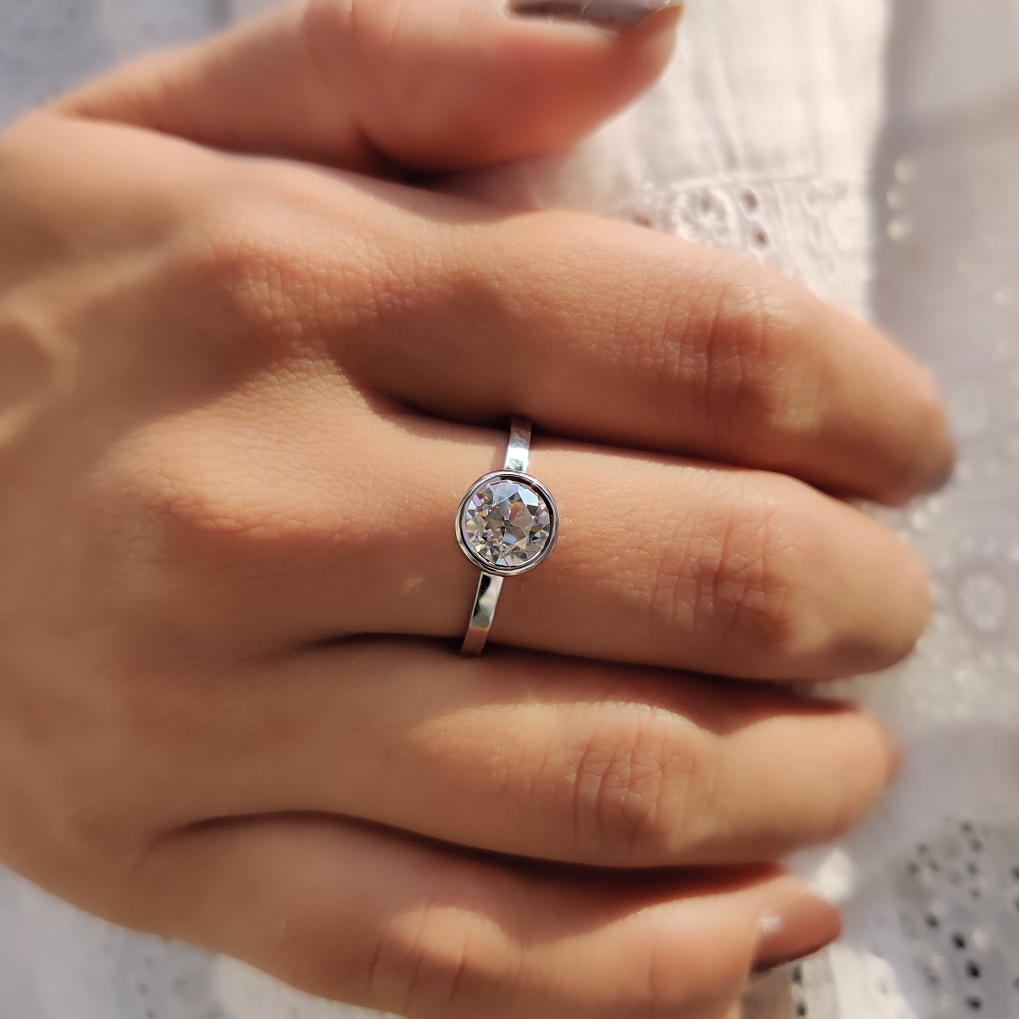 Old European Cut Bezel Set Moissanite Ring Secondary image