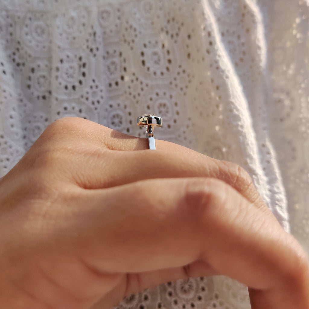 Old European Cut Bezel Set Moissanite Ring