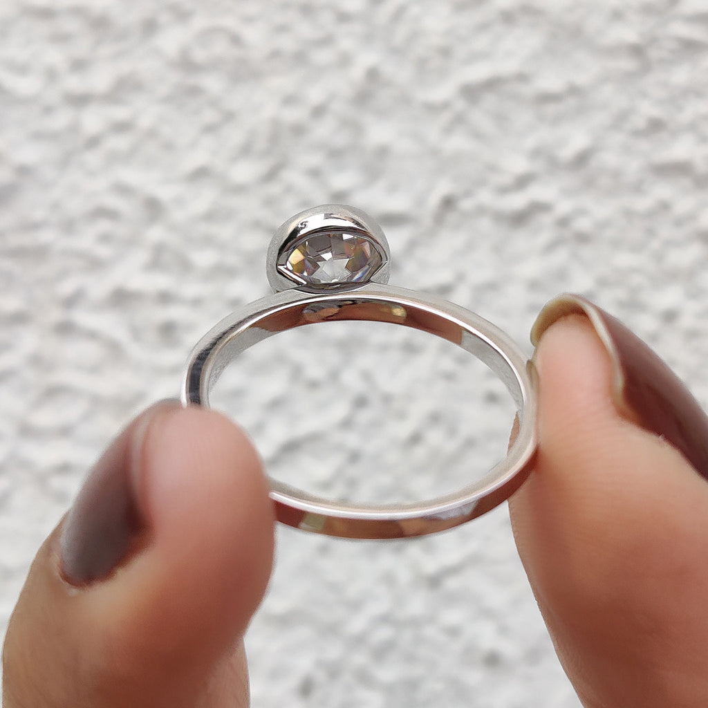 Old European Cut Bezel Set Moissanite Ring