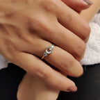 Round Rose Cut Moissanite Ring With 3 Stone Style