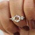 Round Rose Cut Moissanite Ring With 3 Stone Style
