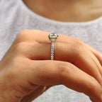 Hidden Halo Cushion Cut Diamond Ring
