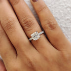 White Gold Cushion Cut Hidden Halo Engagement Ring