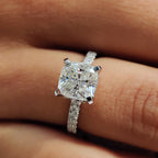 Hidden Halo Cushion Cut Diamond Ring