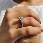 Hidden Halo Cushion Cut Diamond Ring