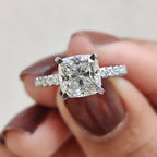 Hidden Halo Cushion Cut Diamond Ring