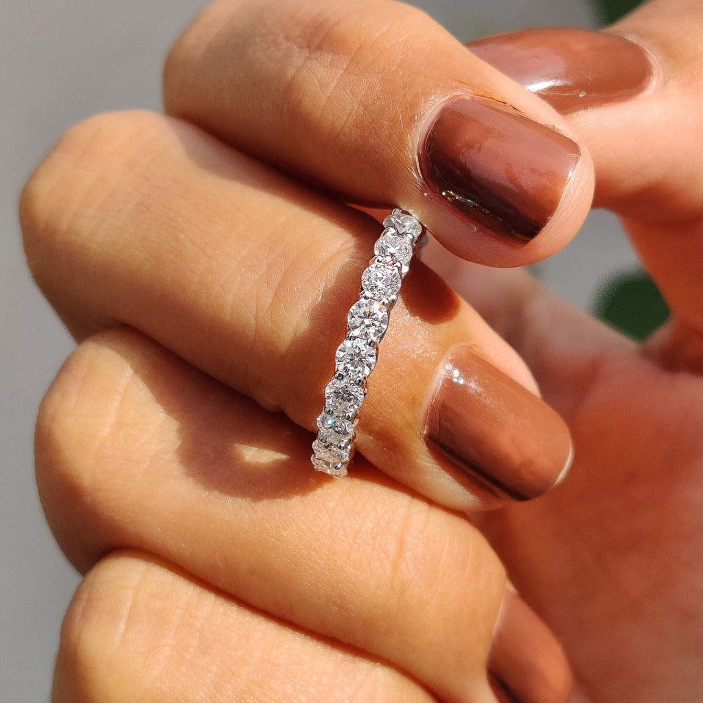 Round Moissanite Eternity Band White Gold