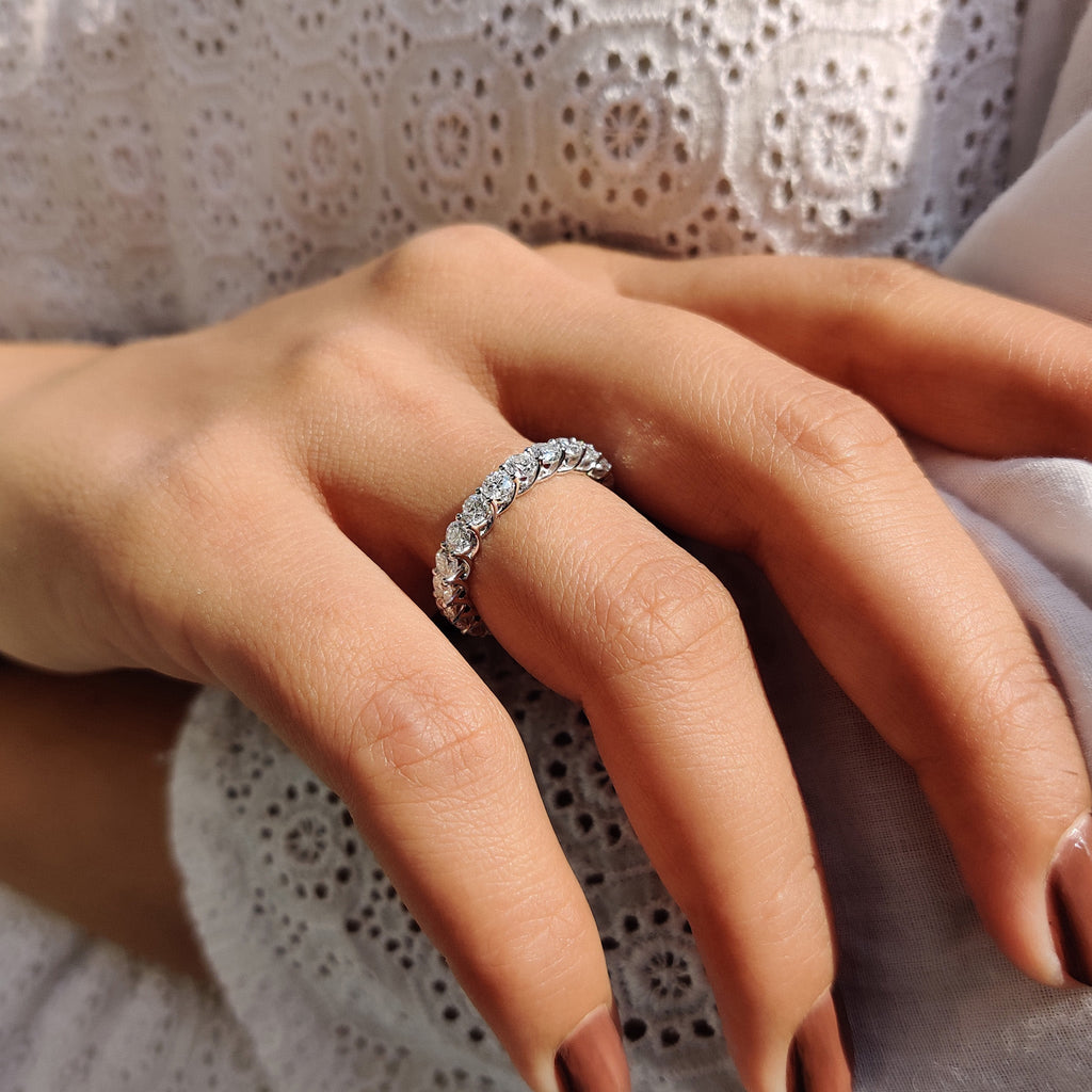 Round Moissanite Eternity Band White Gold