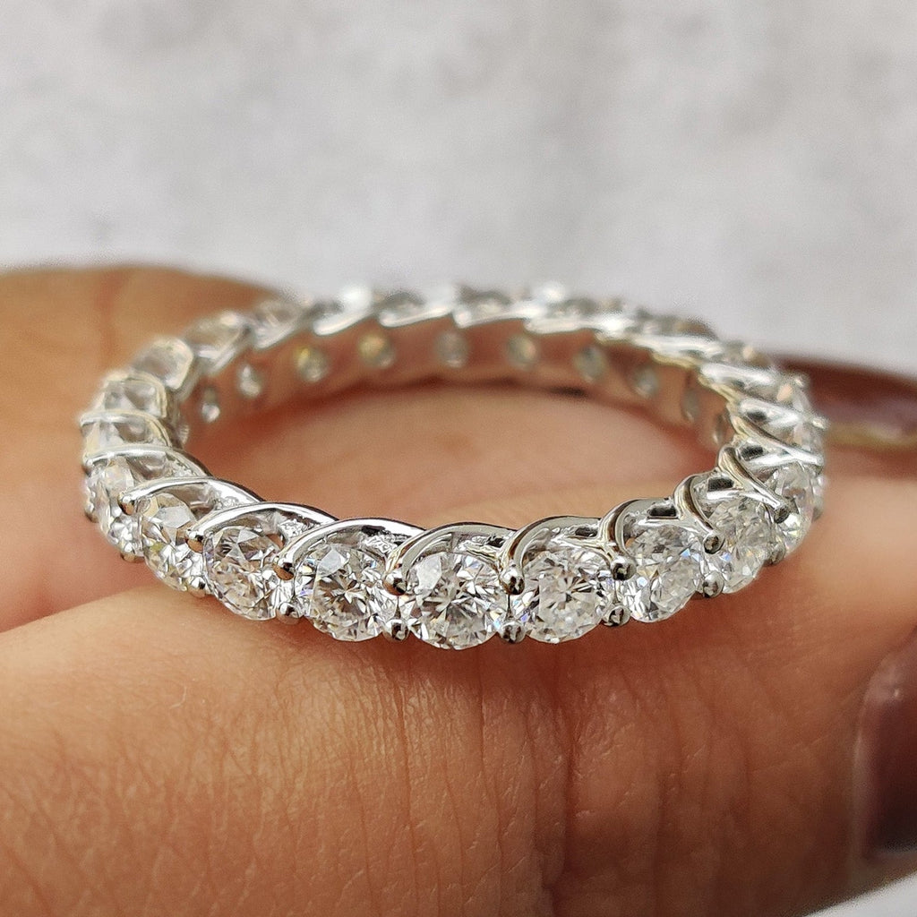 Round Moissanite Eternity Band White Gold
