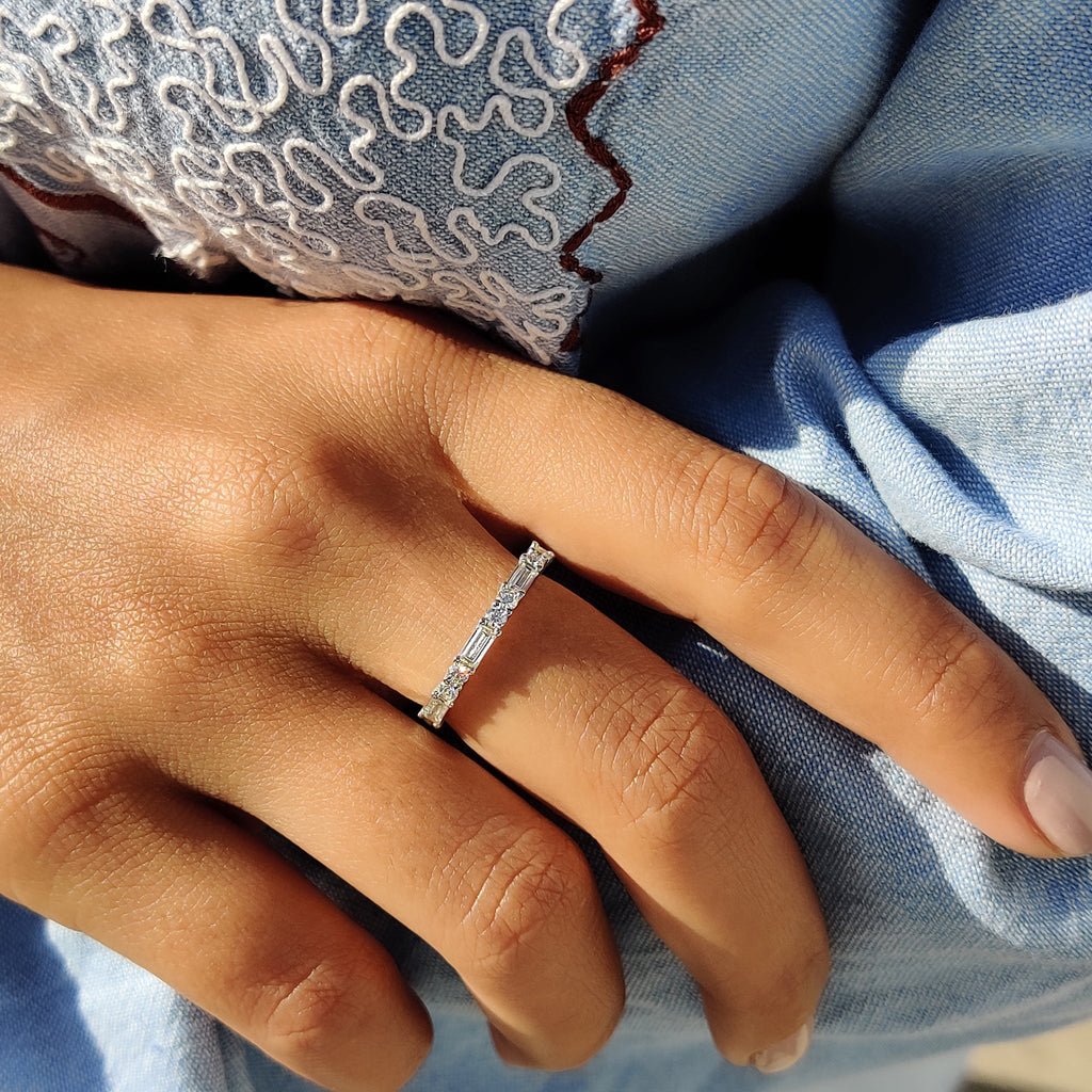 Half Eternity Baguette Wedding Band