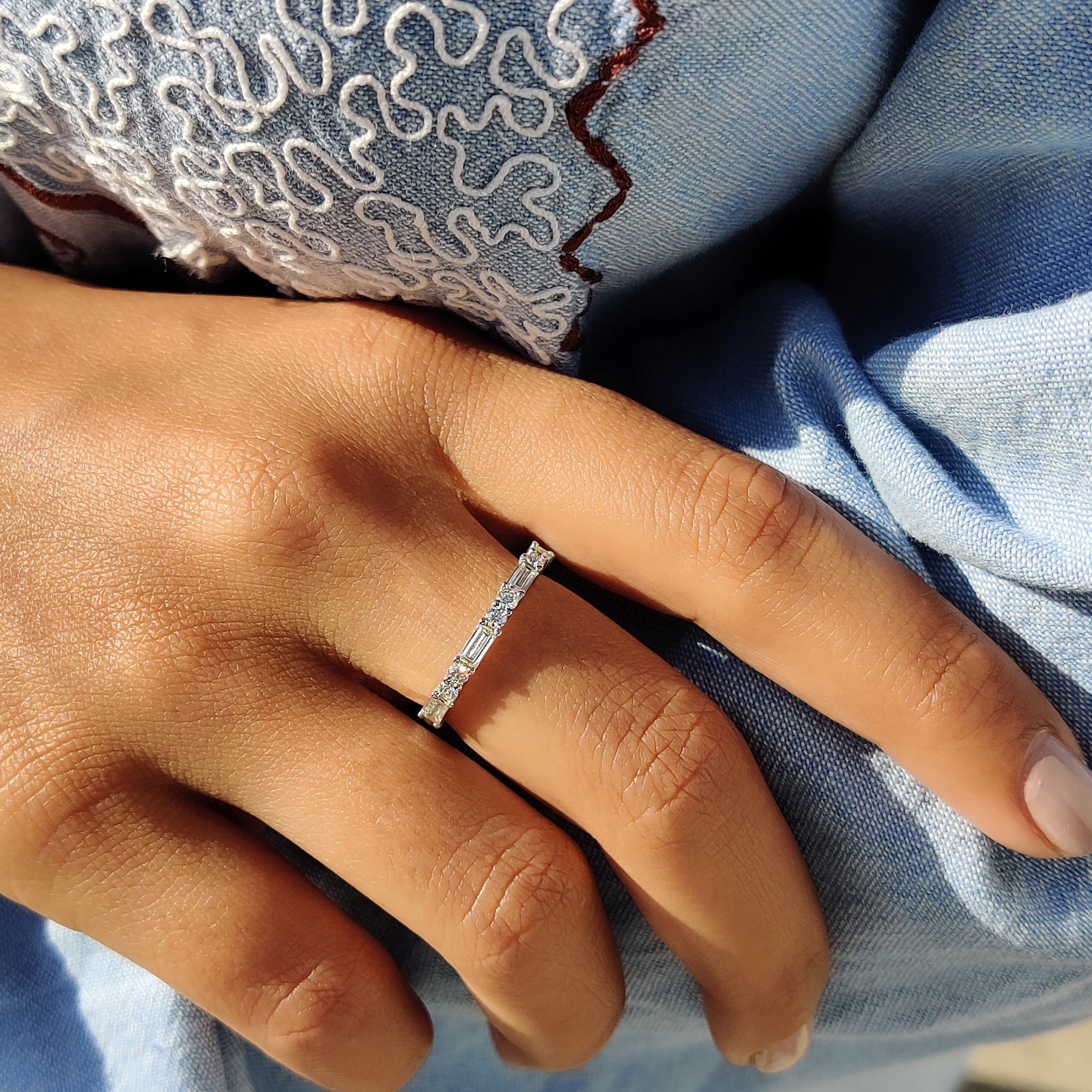 Half Eternity Baguette Wedding Band