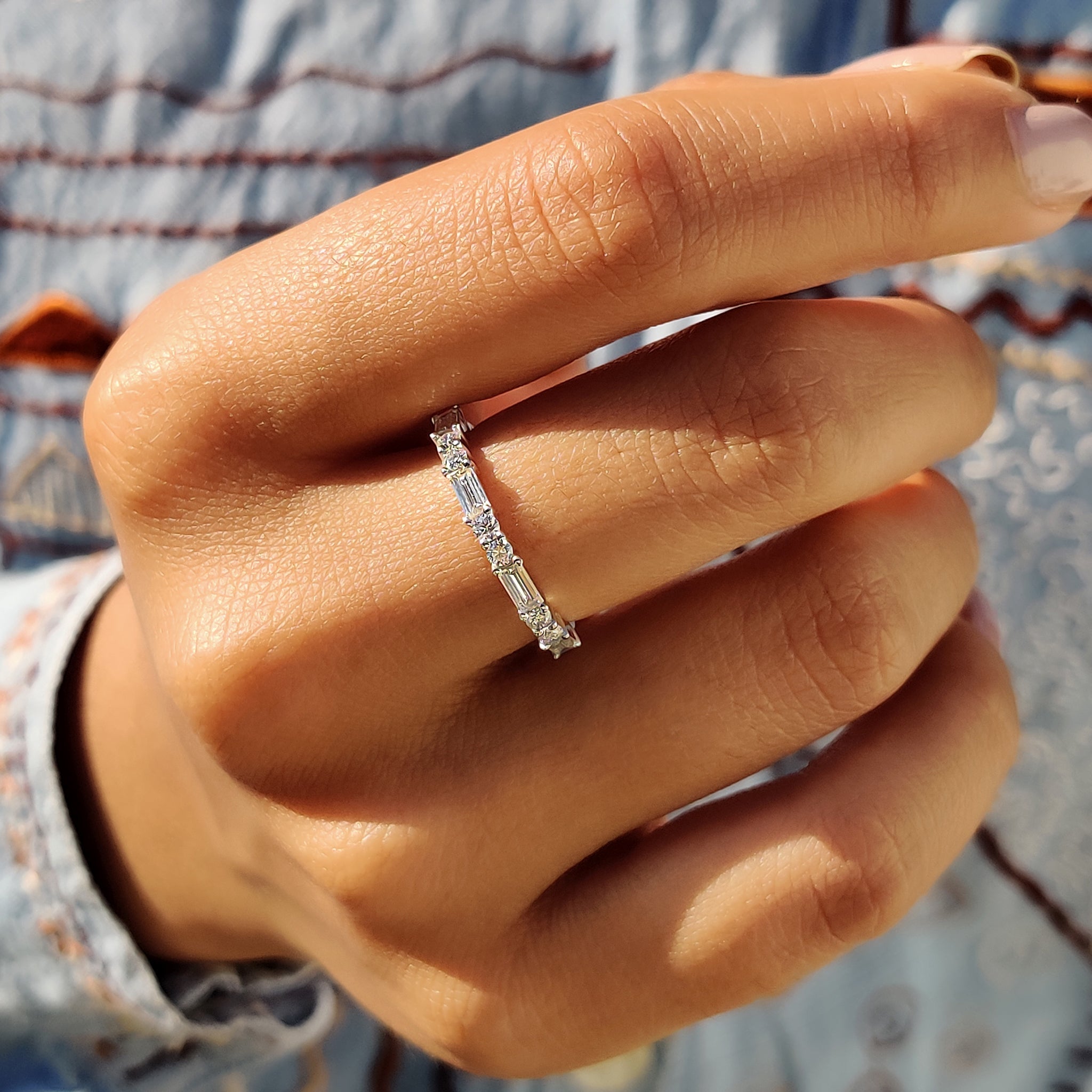 Half Eternity Baguette Wedding Band