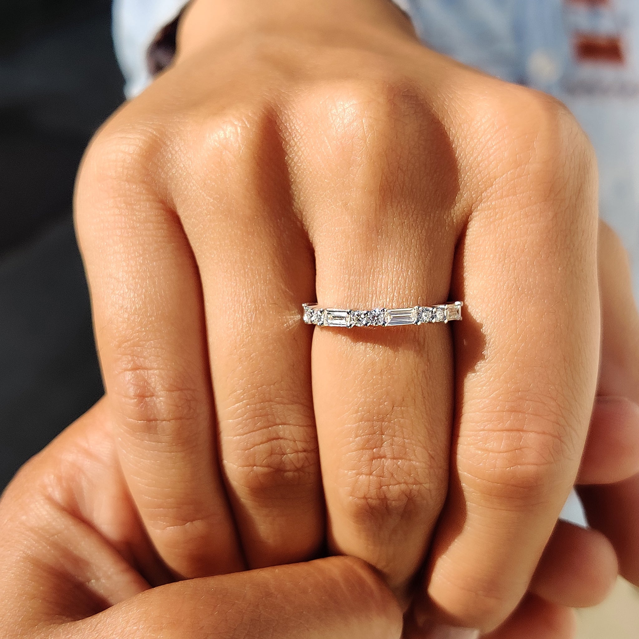Half Eternity Baguette Wedding Band